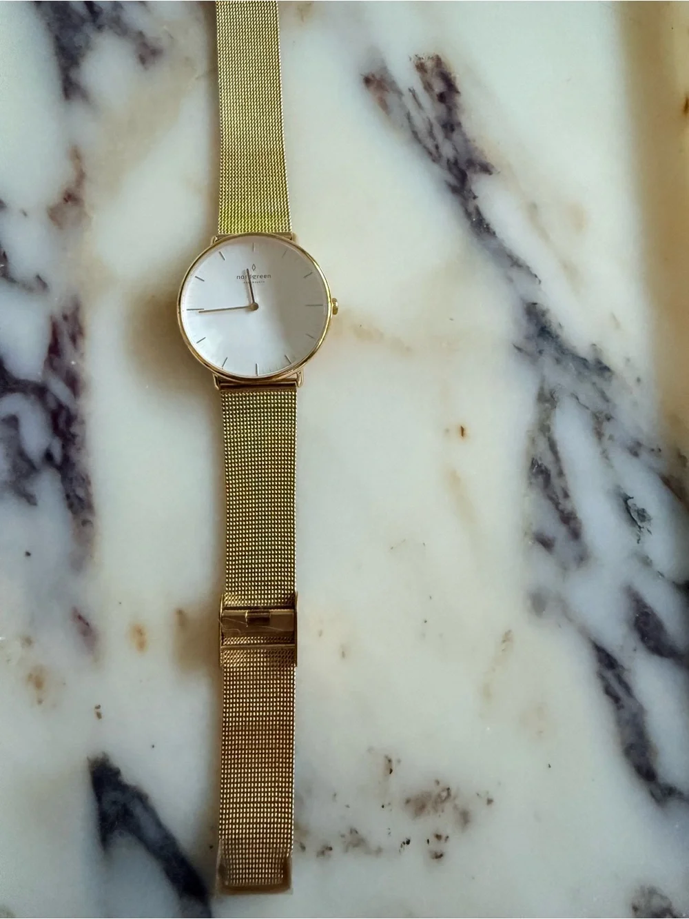 Nordgreen Gold Mesh Women's Watch - White Dial